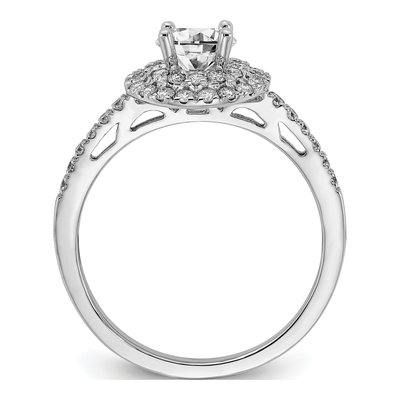 14K White Gold Diamond Double Halo Engagement Ring Semi-Mount – view 3