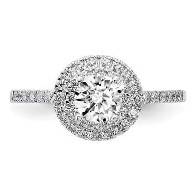 14K White Gold Diamond Double Halo Engagement Ring Semi-Mount – view 5