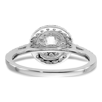 14K White Gold Diamond Double Halo Engagement Ring Semi-Mount – view 6
