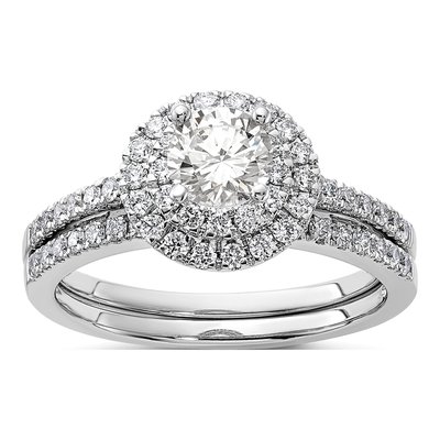 14K White Gold Diamond Double Halo Engagement Ring Semi-Mount – view 8