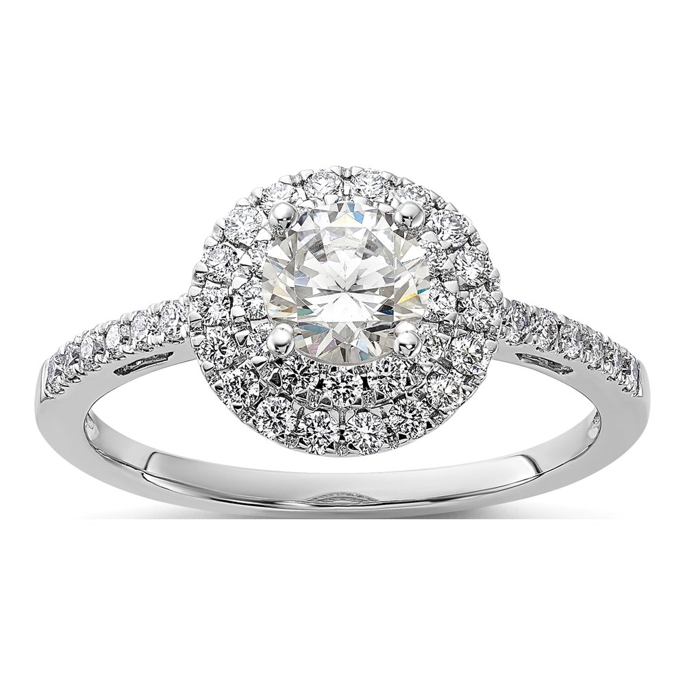 14K White Gold Diamond Double Halo Engagement Ring Semi-Mount