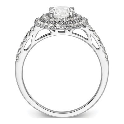 14K White Gold Diamond Double Halo Engagement Ring Semi-Mount – view 3