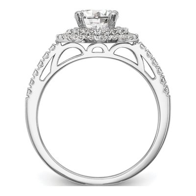14K White Gold Diamond Double Halo Engagement Ring Semi-Mount – view 2