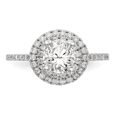 14K White Gold Diamond Double Halo Engagement Ring Semi-Mount – view 4