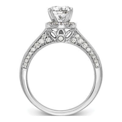 14K White Gold Diamond Halo Engagement Ring Semi-Mount – view 2