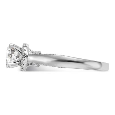 14K White Gold Diamond Halo Engagement Ring Semi-Mount – view 3