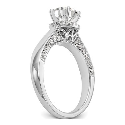 14K White Gold Diamond Halo Engagement Ring Semi-Mount – view 6