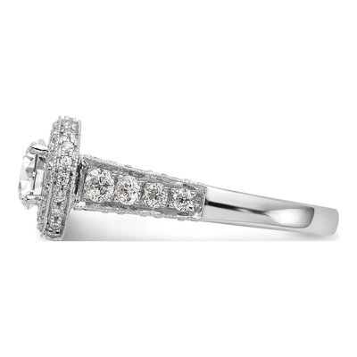 14K White Gold Diamond Halo Setting Engagement Ring Semi-Mount – view 4