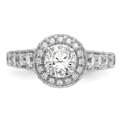 14K White Gold Diamond Halo Setting Engagement Ring Semi-Mount – view 5