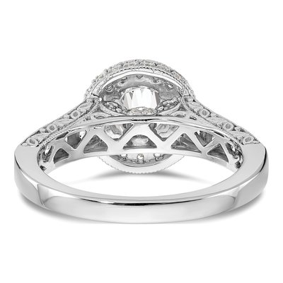14K White Gold Diamond Halo Setting Engagement Ring Semi-Mount – view 6