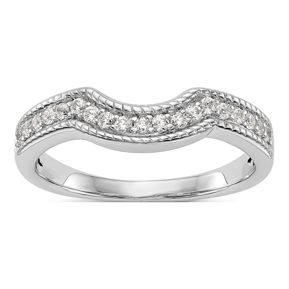 14K White Gold 1/4 ct Diamond Wedding Band, Sz 7
