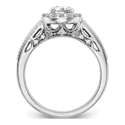 14K White Gold Diamond Halo Engagement Ring Semi-Mount – view 2