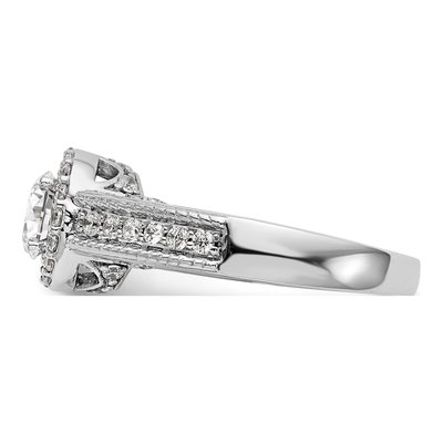 14K White Gold Diamond Halo Engagement Ring Semi-Mount – view 3