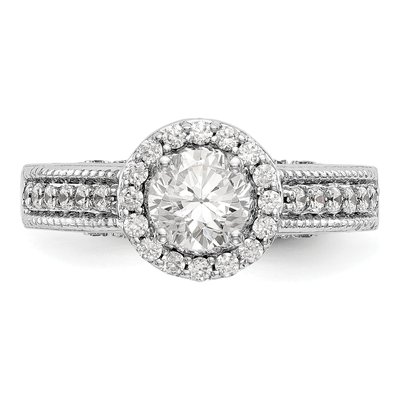 14K White Gold Diamond Halo Engagement Ring Semi-Mount – view 4