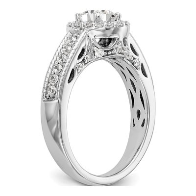 14K White Gold Diamond Halo Engagement Ring Semi-Mount – view 6