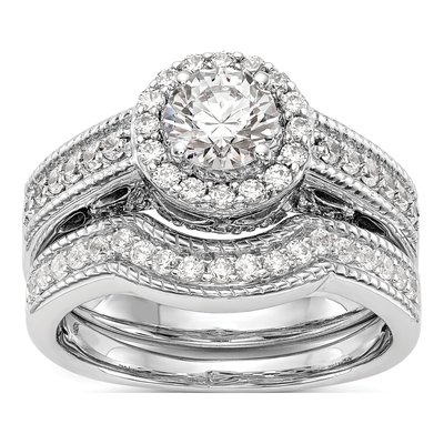 14K White Gold Diamond Halo Engagement Ring Semi-Mount – view 7