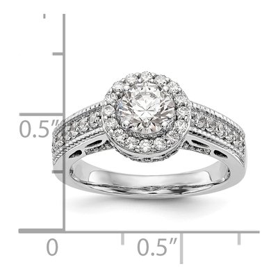 14K White Gold Diamond Halo Engagement Ring Semi-Mount – view 8