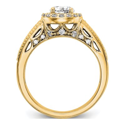14K Yellow Gold Diamond Halo Engagement Ring Semi-Mount – view 3