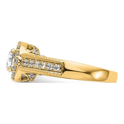 14K Yellow Gold Diamond Halo Engagement Ring Semi-Mount – view 4