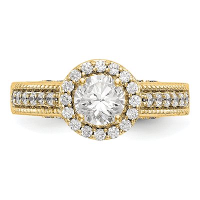 14K Yellow Gold Diamond Halo Engagement Ring Semi-Mount – view 5
