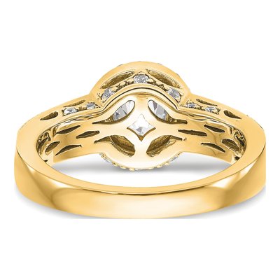 14K Yellow Gold Diamond Halo Engagement Ring Semi-Mount – view 6