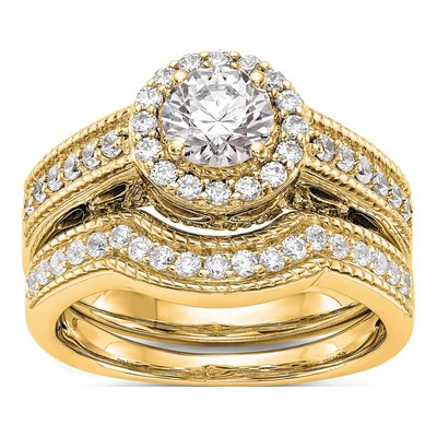 14K Yellow Gold Diamond Halo Engagement Ring Semi-Mount – view 8