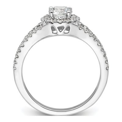 14K White Gold Diamond Halo Engagement Ring Semi-Mount – view 3