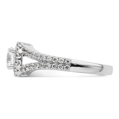 14K White Gold Diamond Halo Engagement Ring Semi-Mount – view 5