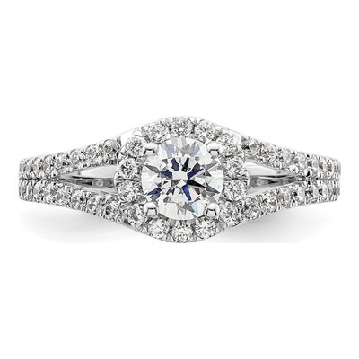 14K White Gold Diamond Halo Engagement Ring Semi-Mount – view 6
