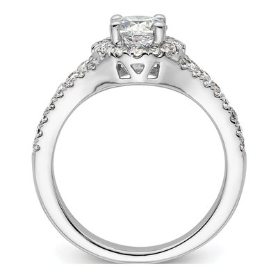 14K White Gold Diamond Halo Engagement Ring Semi-Mount – view 2