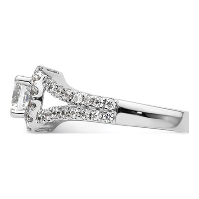 14K White Gold Diamond Halo Engagement Ring Semi-Mount – view 3