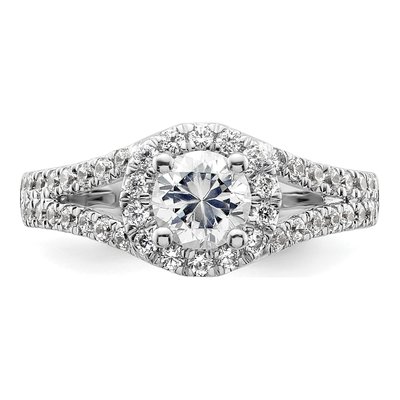 14K White Gold Diamond Halo Engagement Ring Semi-Mount – view 4