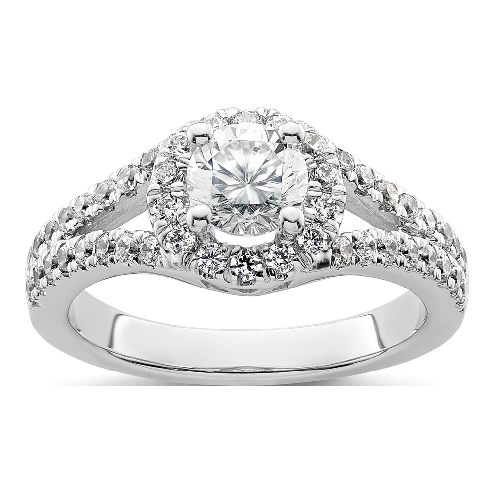 14K White Gold Diamond Halo Semi-Mount Ring