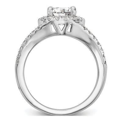 14K White Gold Diamond Halo Engagement Ring Semi-Mount – view 3