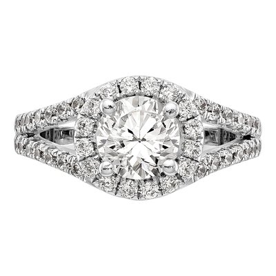 14K White Gold Diamond Halo Engagement Ring Semi-Mount – view 5