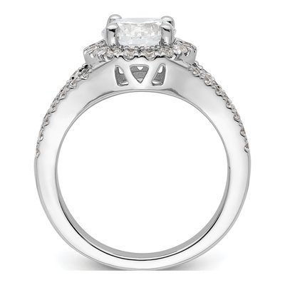 14K White Gold Diamond Halo Engagement Ring Semi-Mount – view 4