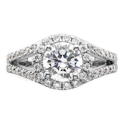 14K White Gold Diamond Halo Engagement Ring Semi-Mount – view 6
