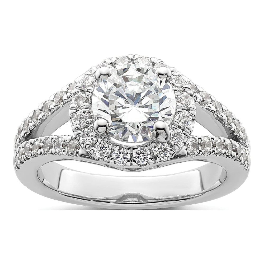 14K White Gold Round Diamond Semi-Mount Halo Engagement Ring | SKU RM2125E-150-WAA