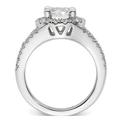 14K White Gold Diamond Halo Engagement Ring Semi-Mount – view 4