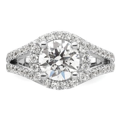 14K White Gold Diamond Halo Engagement Ring Semi-Mount – view 6