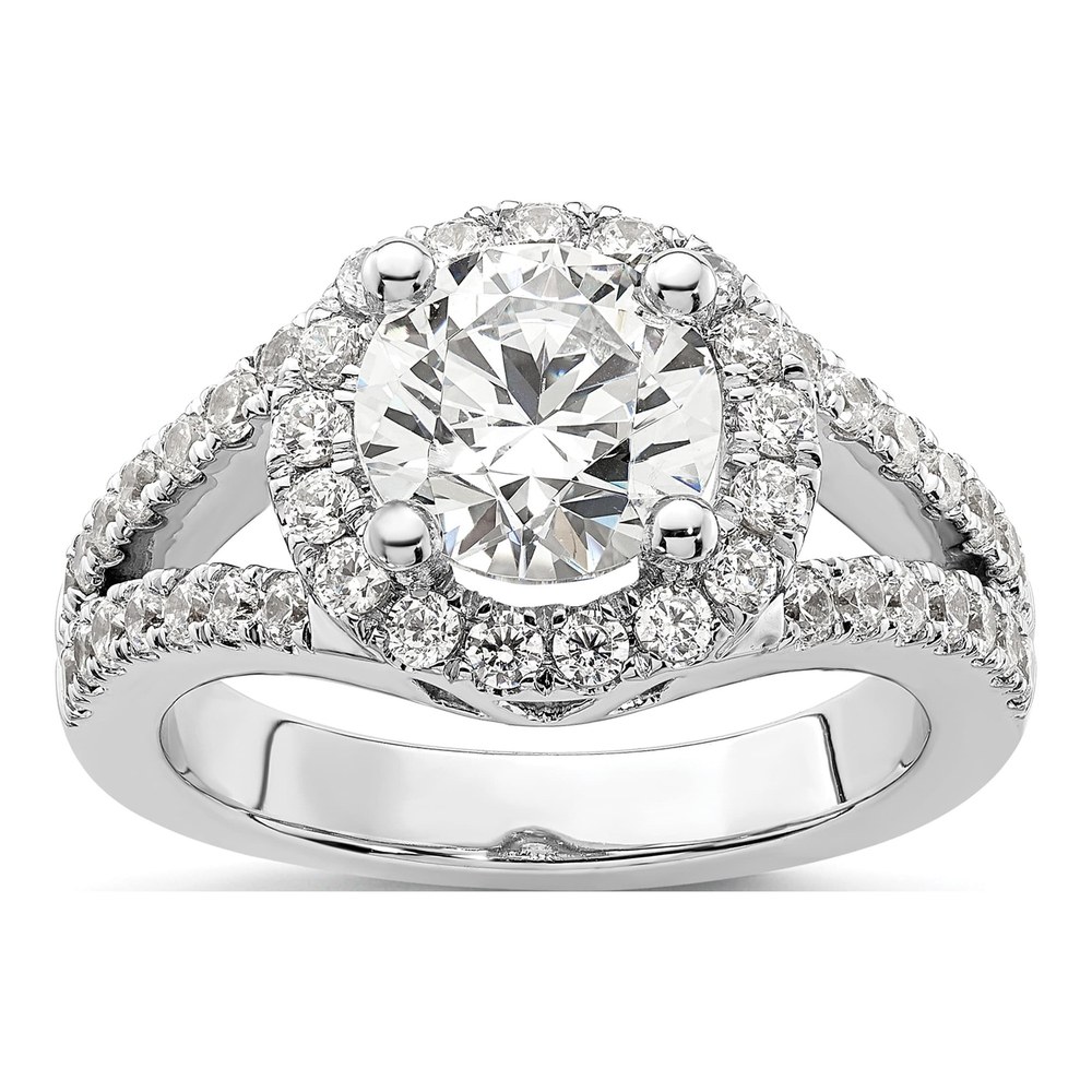 14K White Gold Round Diamond Semi-Mount Halo Engagement Ring | SKU RM2125E-200-WAA