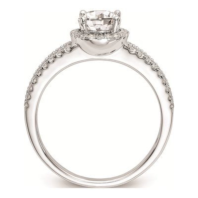 14K White Gold Round Halo Engagement Ring Mounting – view 3