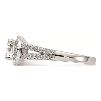 14K White Gold Round Halo Engagement Ring Mounting – view 4