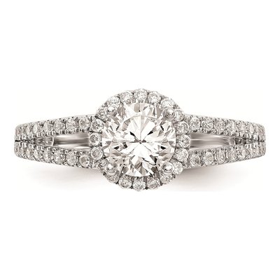 14K White Gold Round Halo Engagement Ring Mounting – view 5