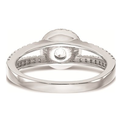 14K White Gold Round Halo Engagement Ring Mounting – view 6