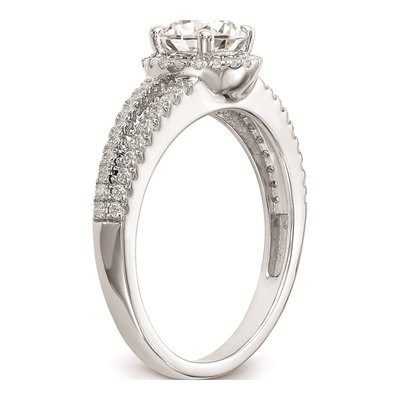 14K White Gold Round Halo Engagement Ring Mounting – view 7