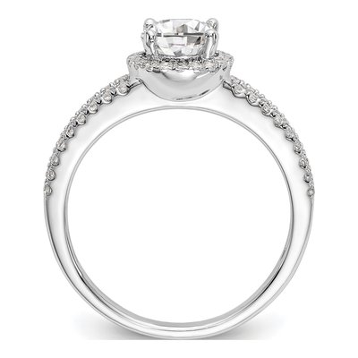 14K White Gold Diamond Halo Engagement Ring Semi-Mount – view 3