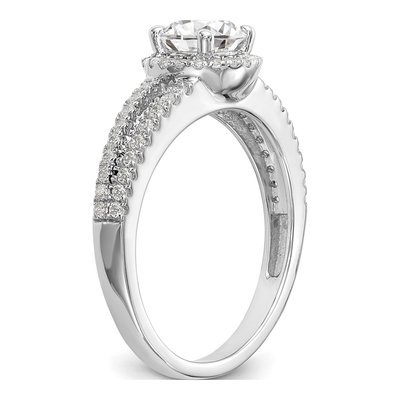 14K White Gold Diamond Halo Engagement Ring Semi-Mount – view 7