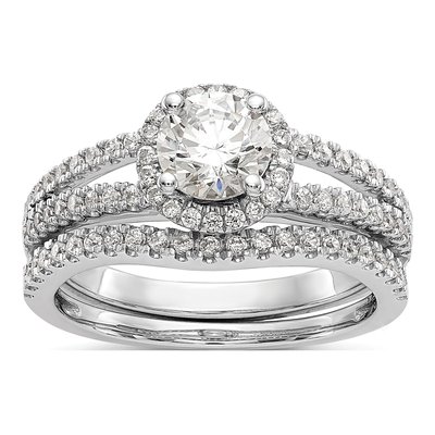 14K White Gold Diamond Halo Engagement Ring Semi-Mount – view 8