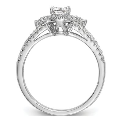 14K White Gold Diamond Halo Setting Engagement Ring Semi-Mount – view 2